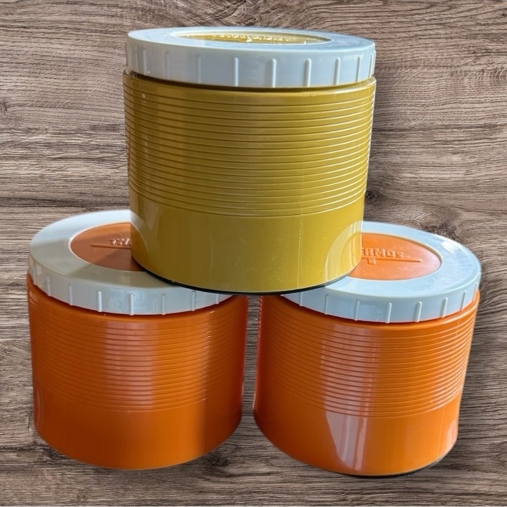 Set of  3 Vintage King-Seeley Thermos Insulated Food Jars - New Old Stock!